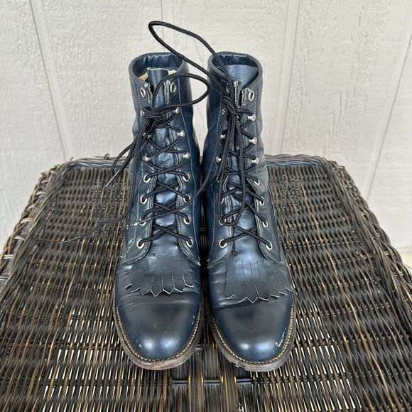 Justin Roper Boots Womens Size 5.5 B‎ Navy Blue Western Cowgirl Rodeo Workwear - Picture 2 of 13